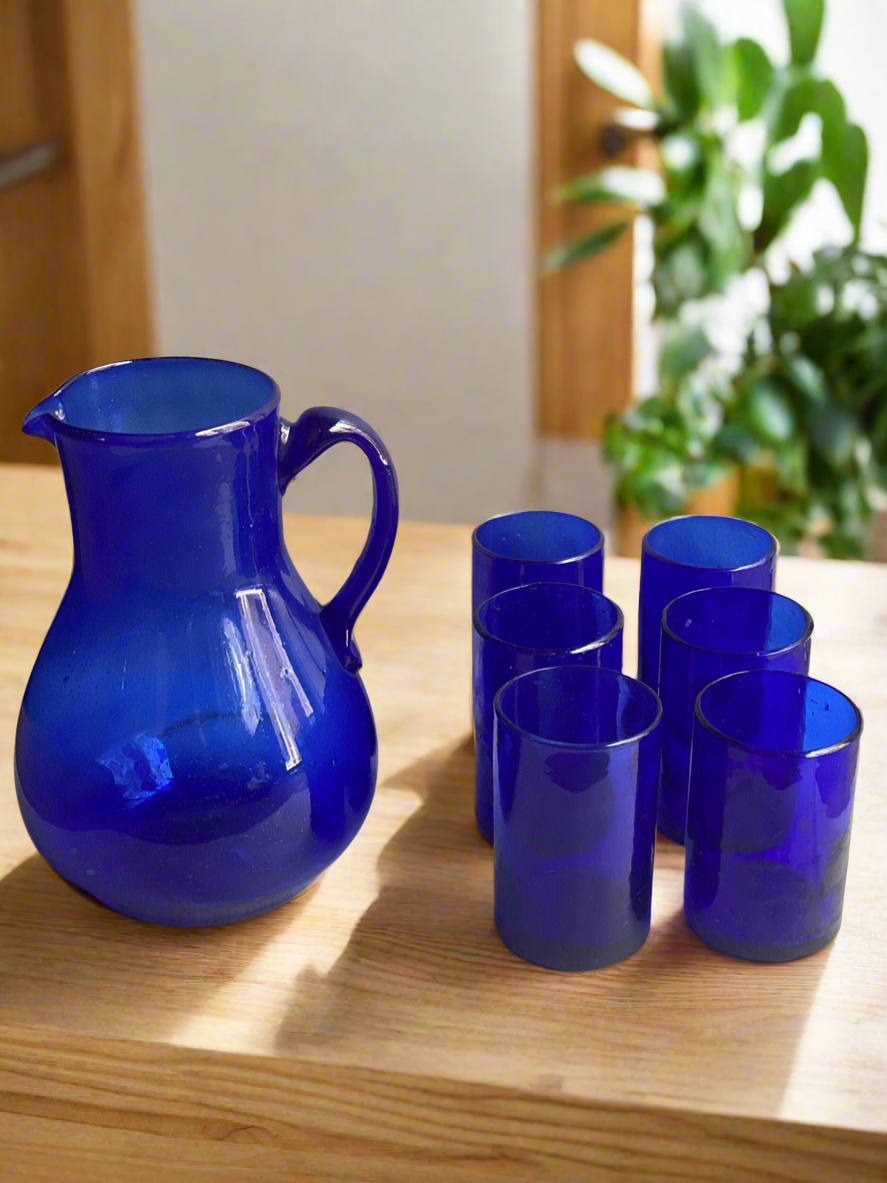 Handblown Hebron Glass Cups - Cobalt Blue (set of 2) - Hilweh Market