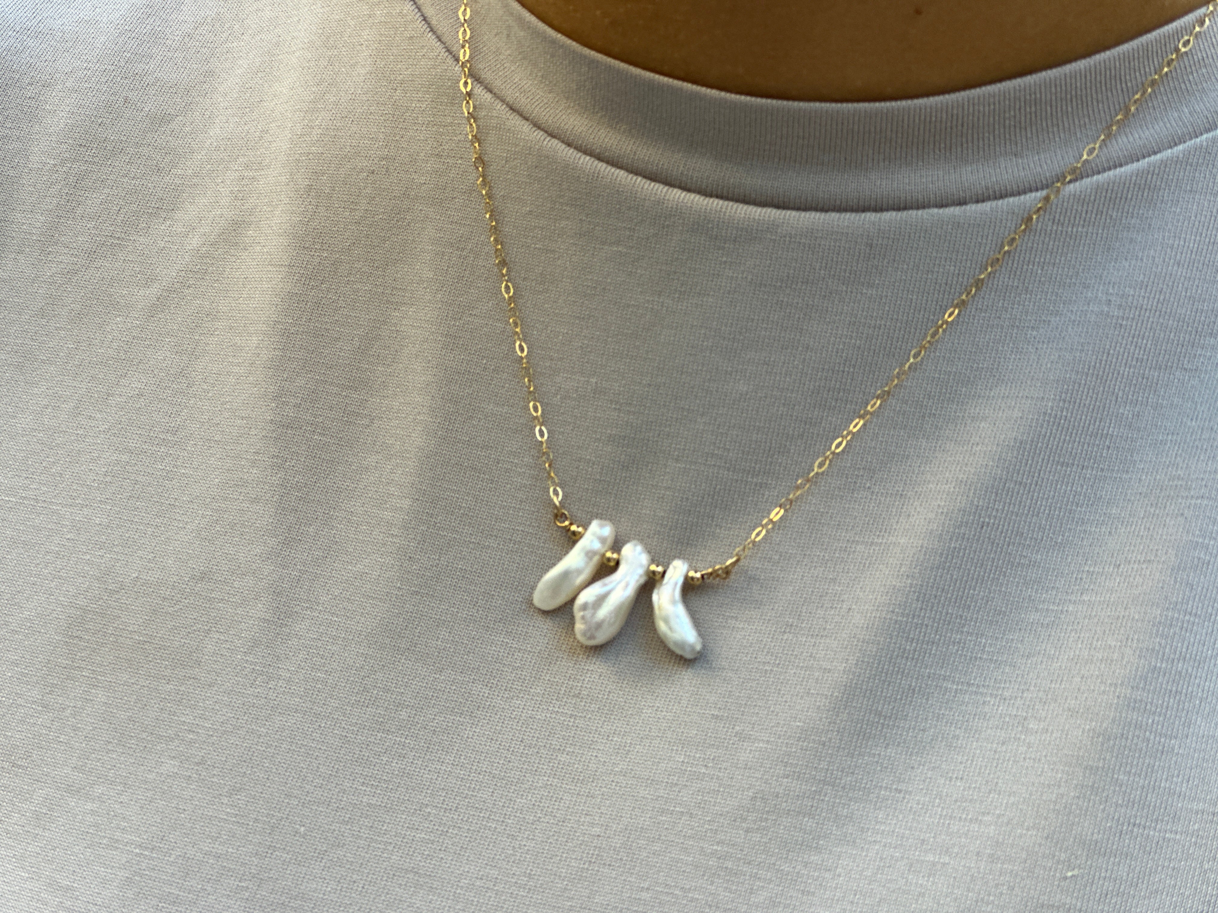 Pearl Gold Chain Necklace (Rana) - Hilweh Market