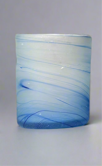 Blue glass candle holder or cup