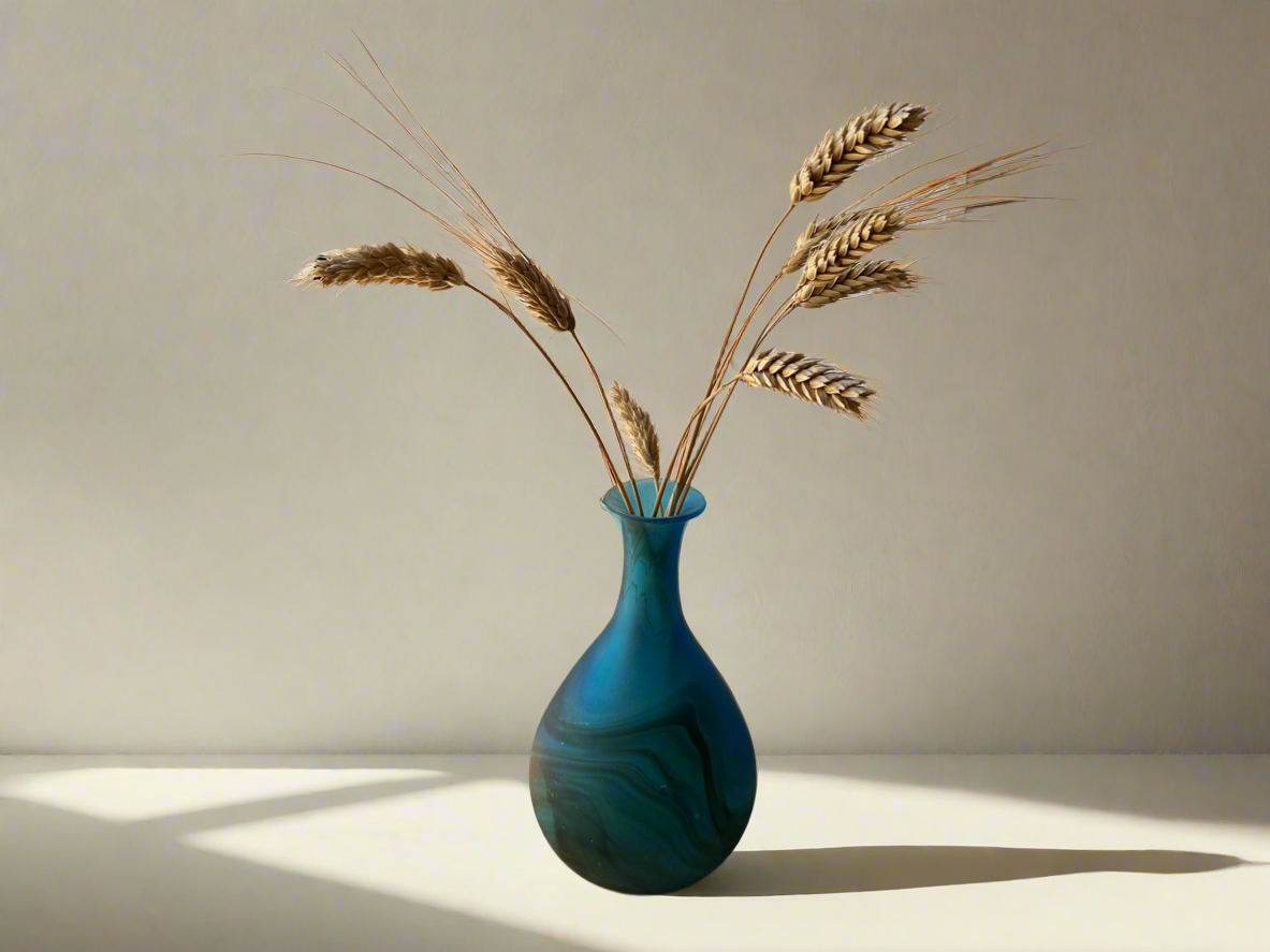 Handblown Blue Hebron Phoenician Glass Vase