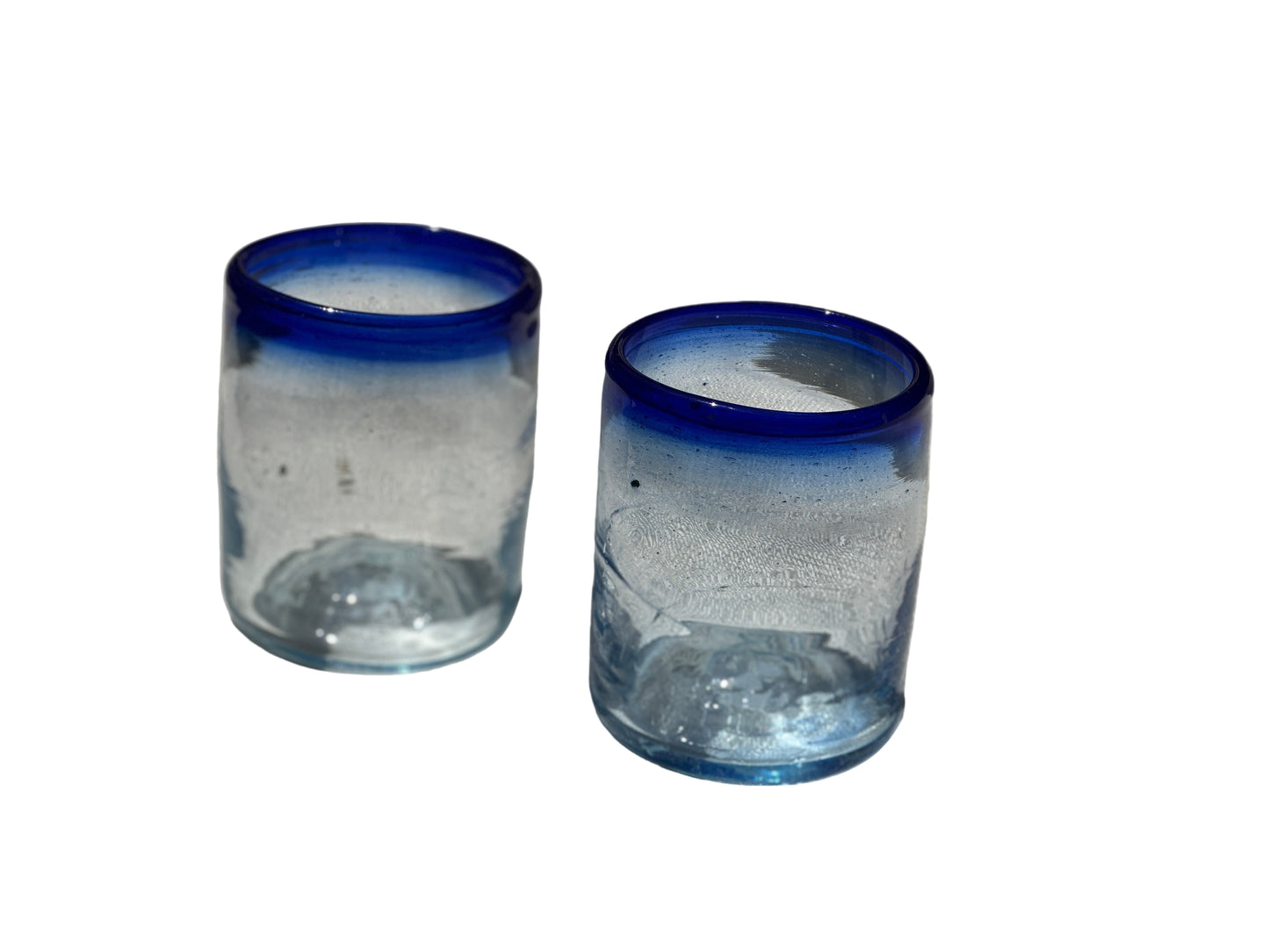 Handblown Hebron Glass Cups - Blue Rim (set of 2) - Hilweh Market