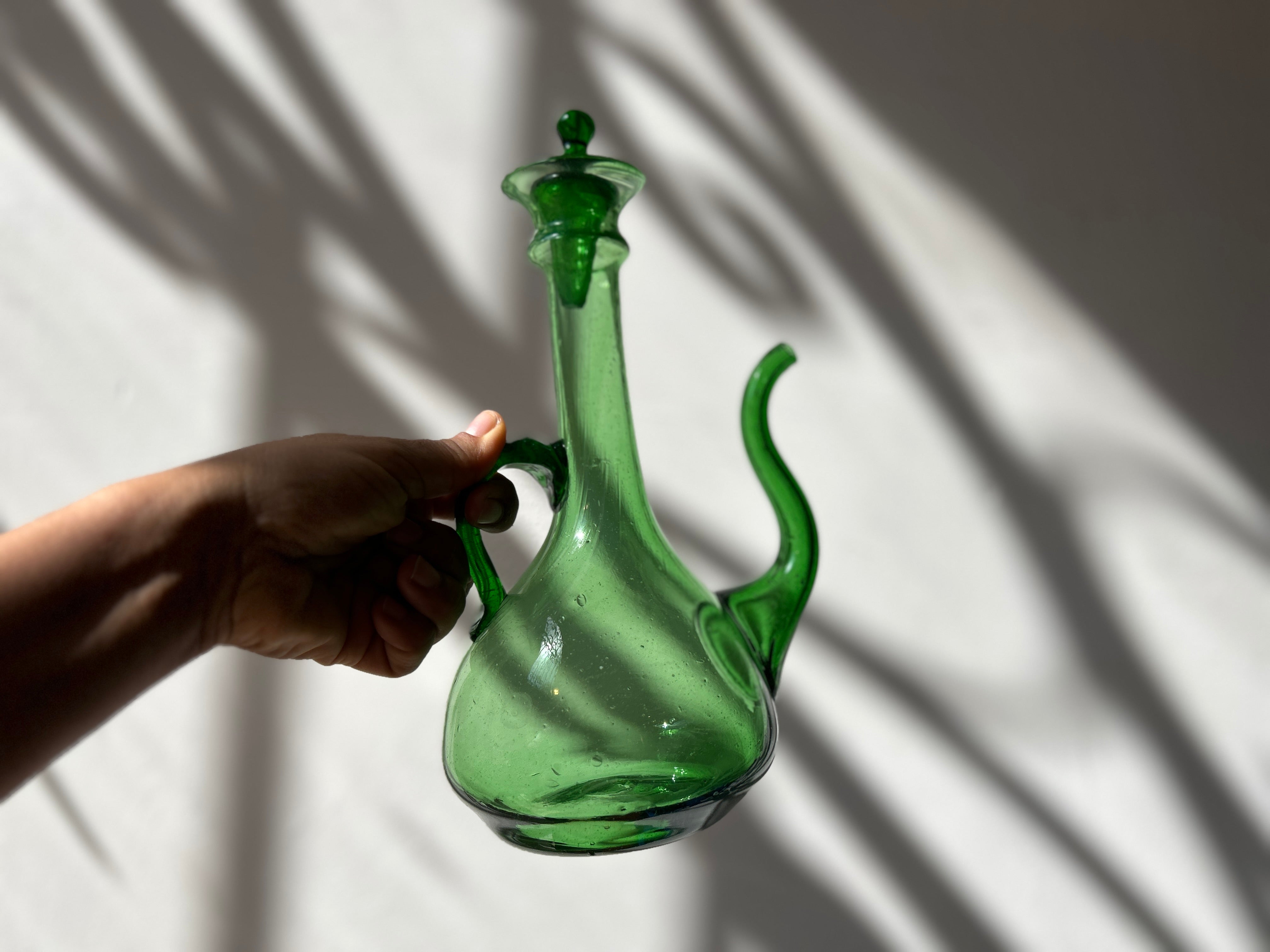 Handblown Hebron Glass Olive Oil Dispenser (more colors & sizes) - Hilweh Market