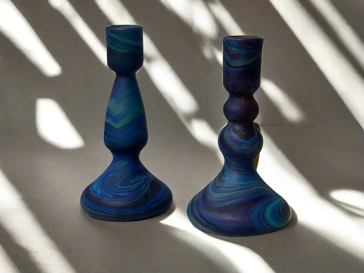 Handblown Hebron Phoenician Glass Candleholder (more colors) - Hilweh Market