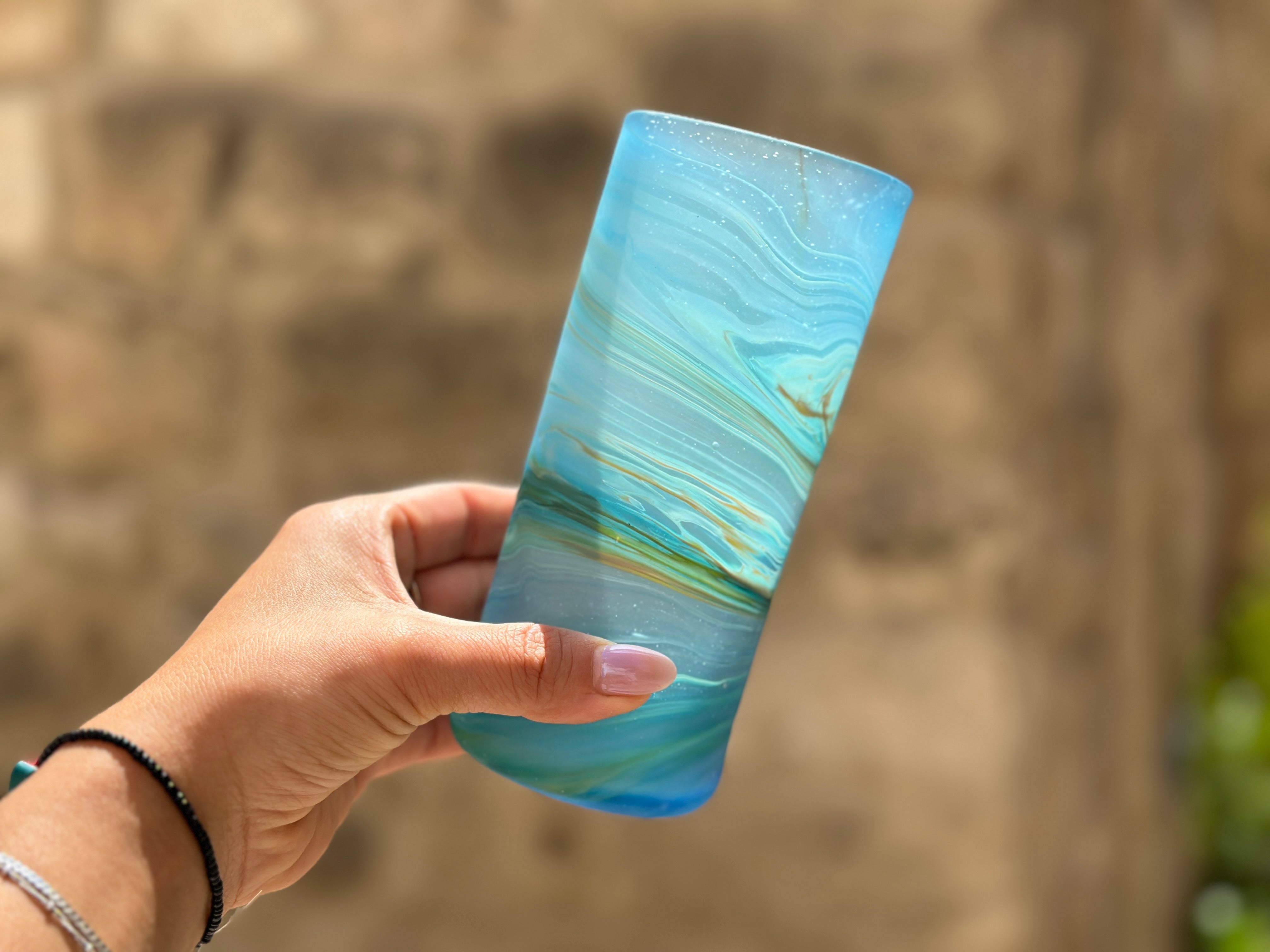 Handblown Hebron Phoenician Glass Tumblers - Blue (Set of 2) - Hilweh Market