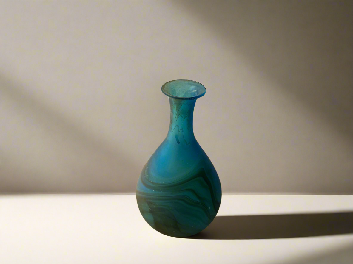 Handblown Blue Hebron Phoenician Glass Vase