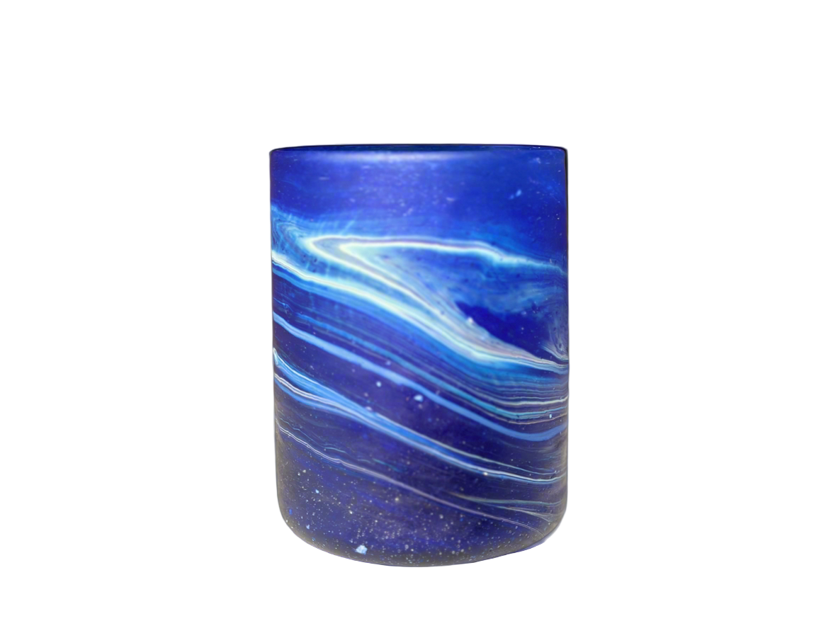 Handblown Hebron Phoenician Glass Wide Cups - Cobalt Blue (Set of 2) - Hilweh Market