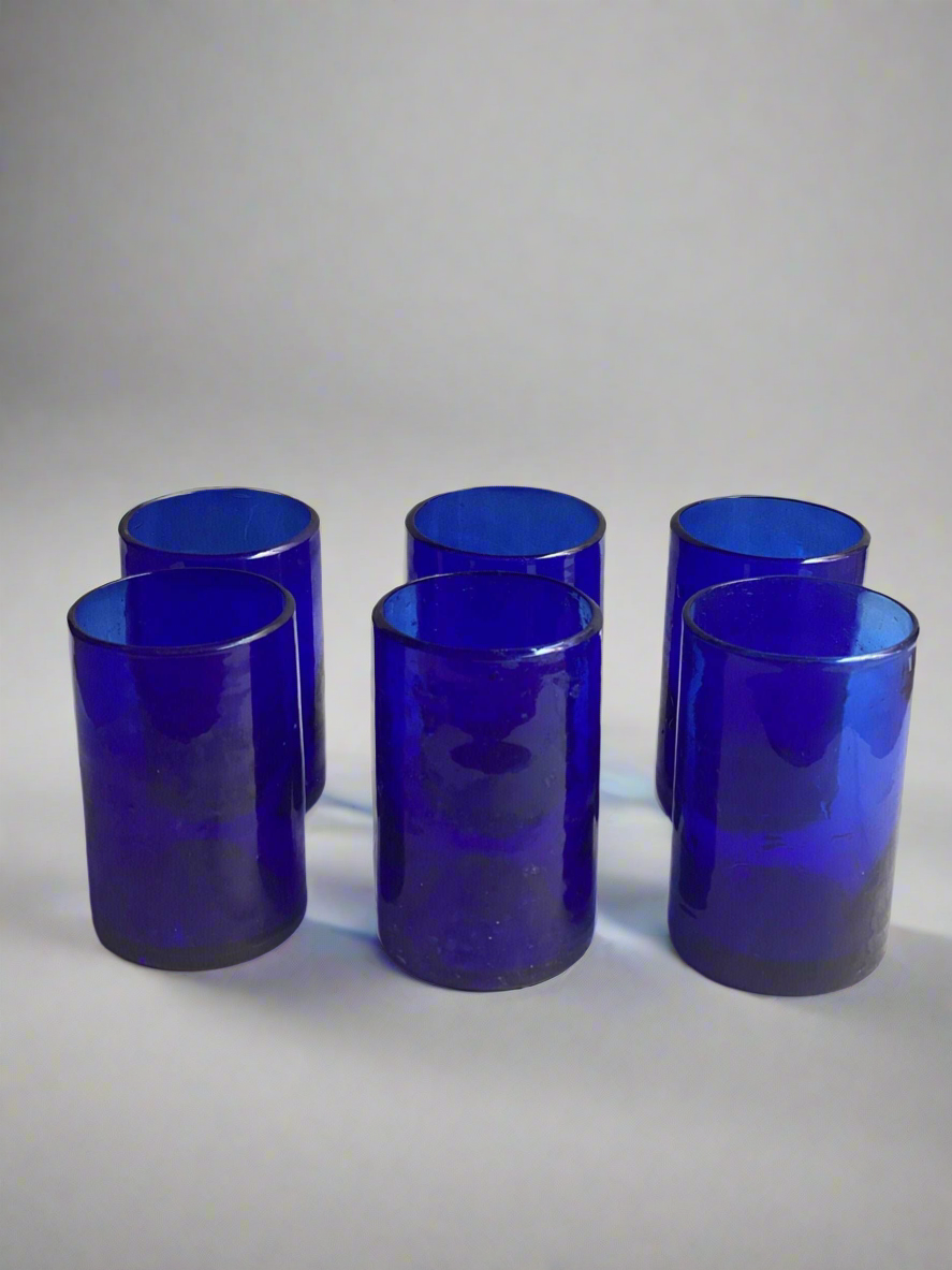 Handblown Hebron Glass Cups - Cobalt Blue (set of 2)