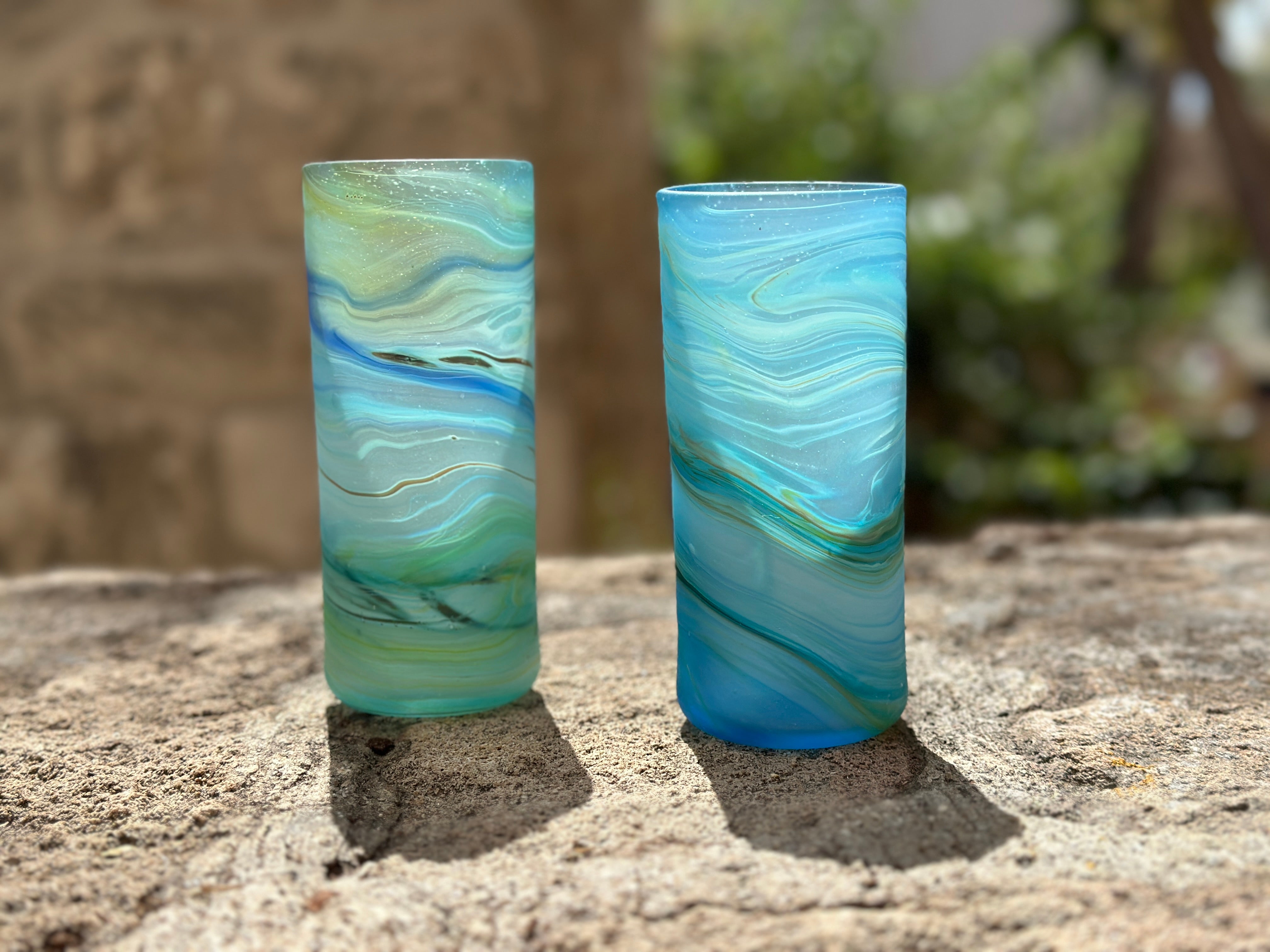 Handblown Hebron Phoenician Glass Tumblers - Blue (Set of 2) - Hilweh Market