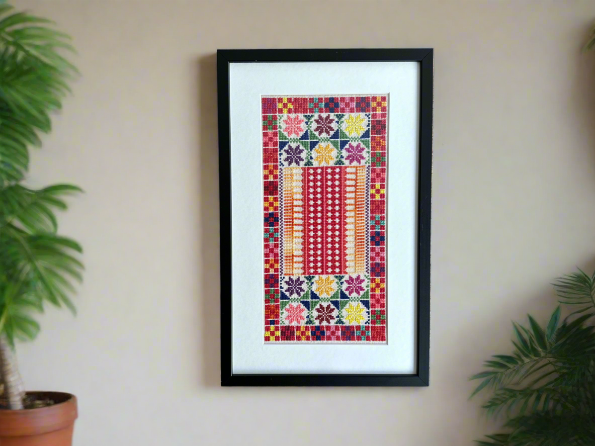 Black Framed one-of-a-kind embroidery from Hebron
