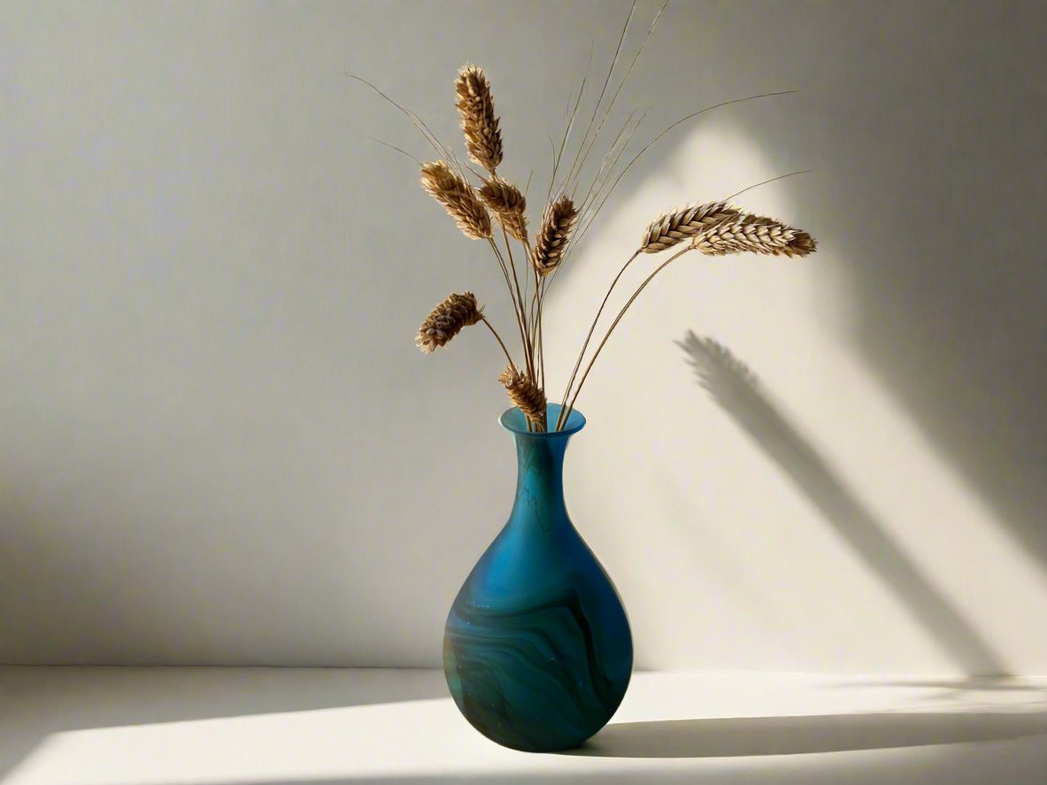 Handblown Blue Hebron Phoenician Glass Vase