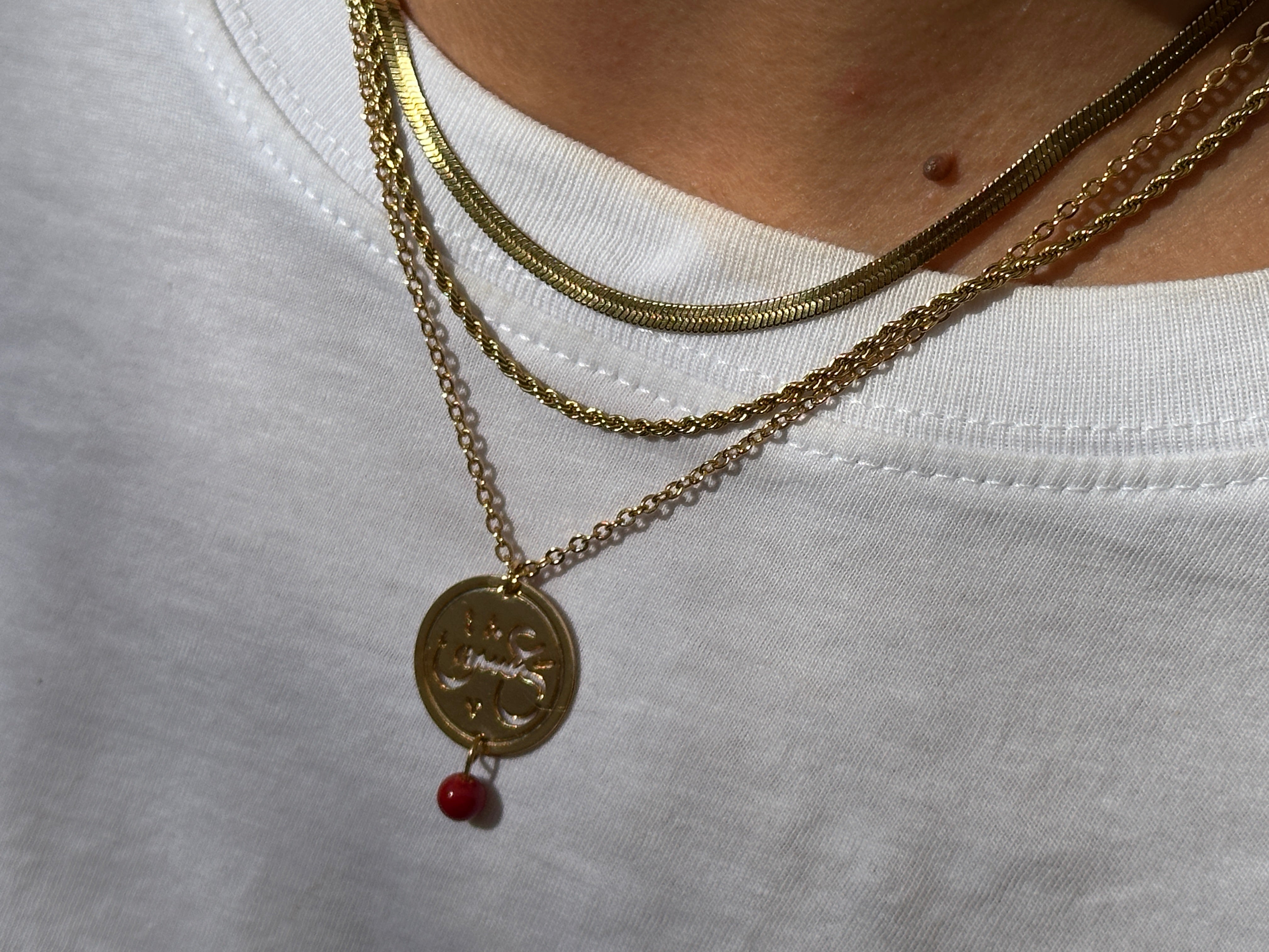 Arabic Calligraphy Gold Necklace with a Gemstone (more available) - Hilweh Market