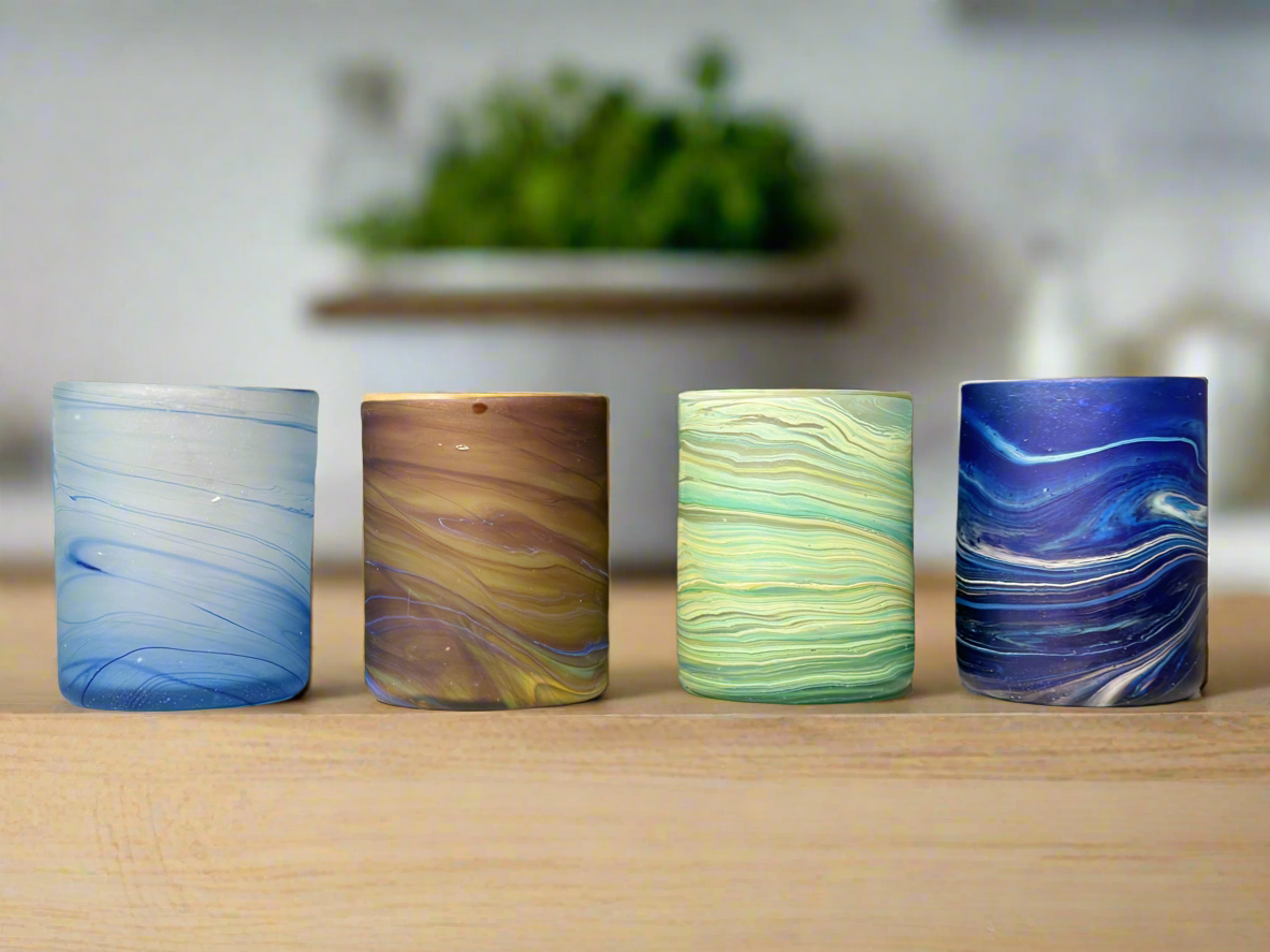 Handblown Hebron Phoenician Glass Wide Cups - Amber/Honey (Set of 2) - Hilweh Market