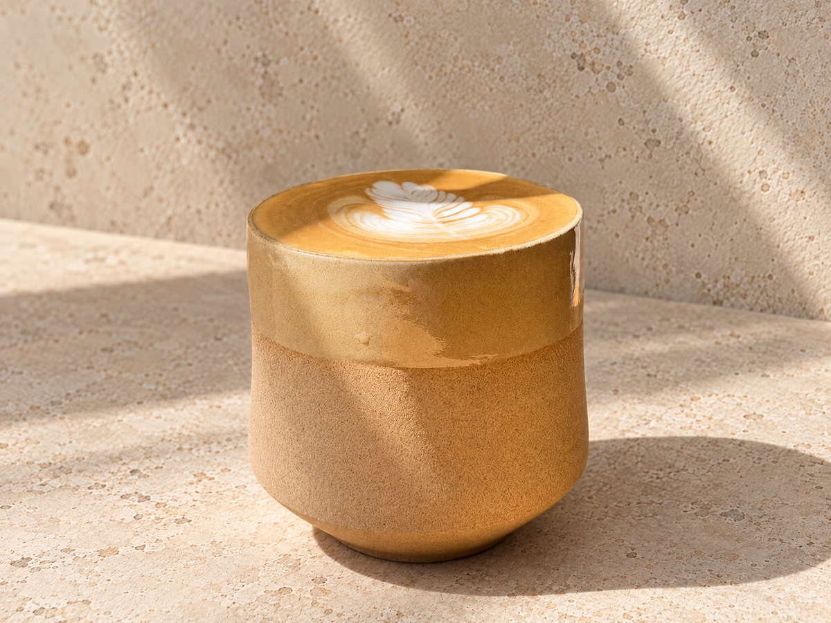 Sand Colored Tapered Ceramic Cups by Nur (Set of 2) - Hilweh Market