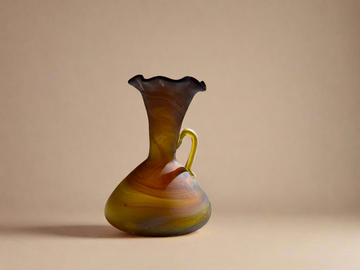Handblown Hebron Phoenician Glass Flower Mini Vase - Honey