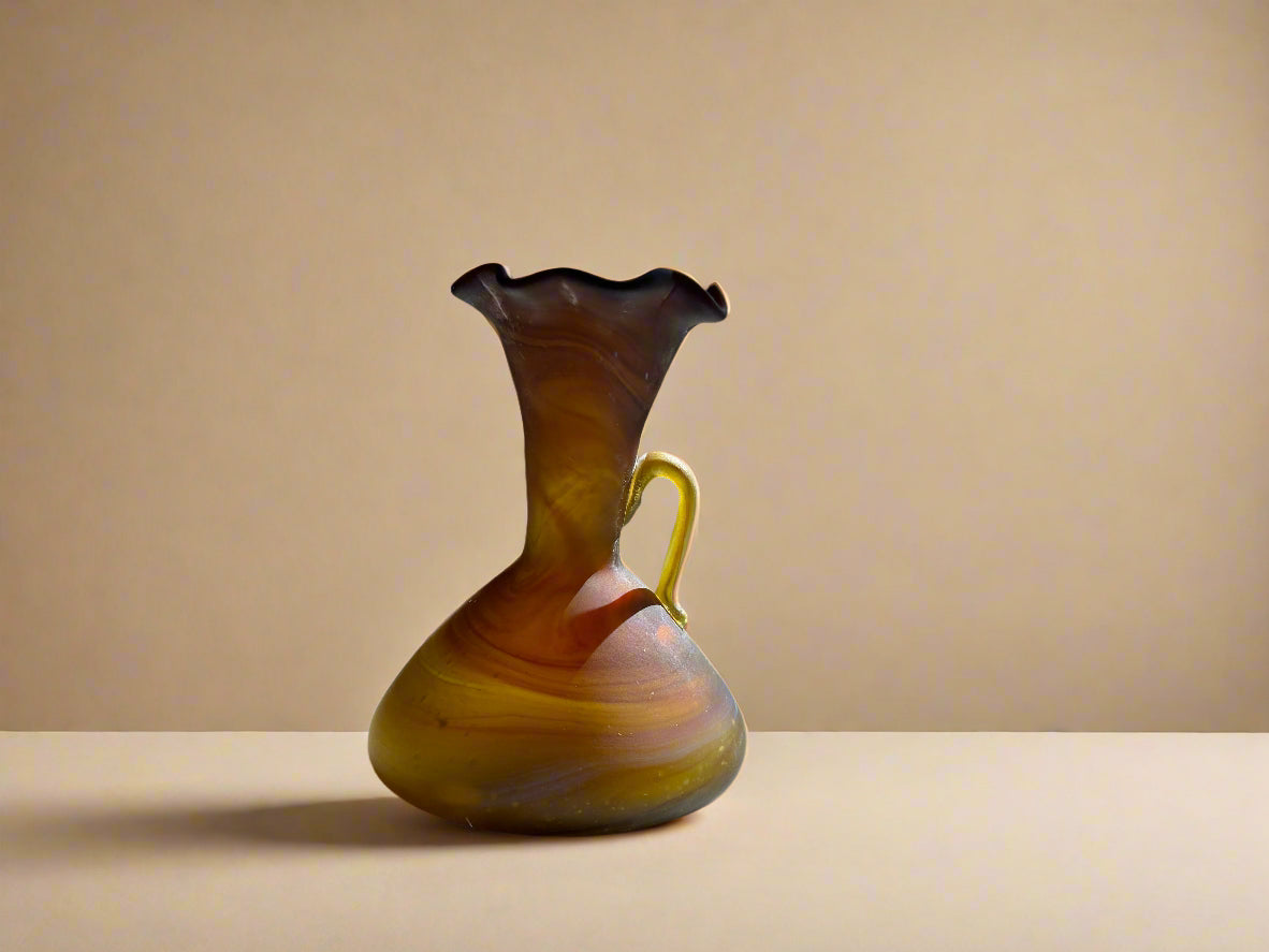 Handblown Hebron Phoenician Glass Flower Mini Vase - Honey