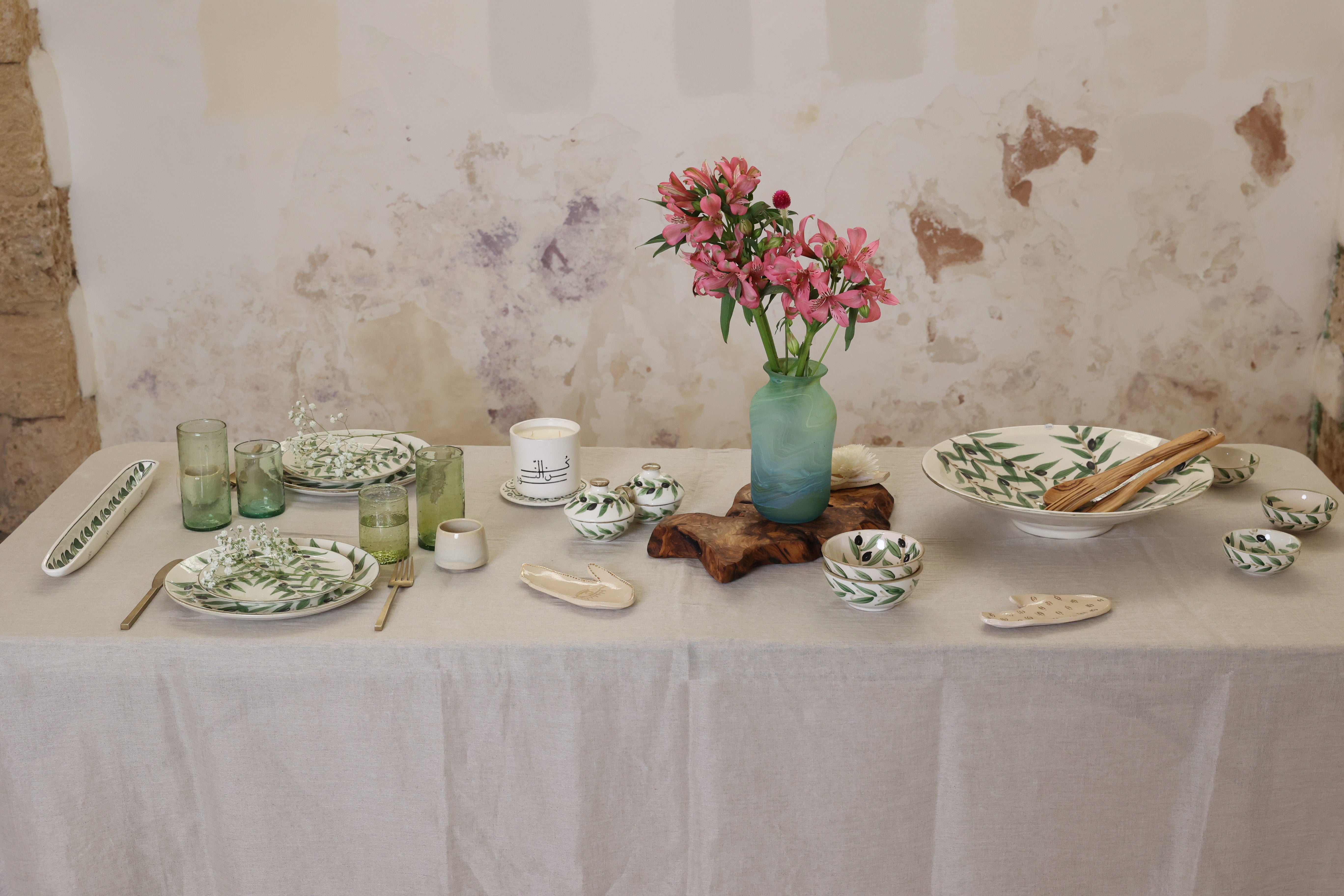 Olive Leaf Dinner Main Plates (more designs) - Nisf Jbeil - Hilweh Market