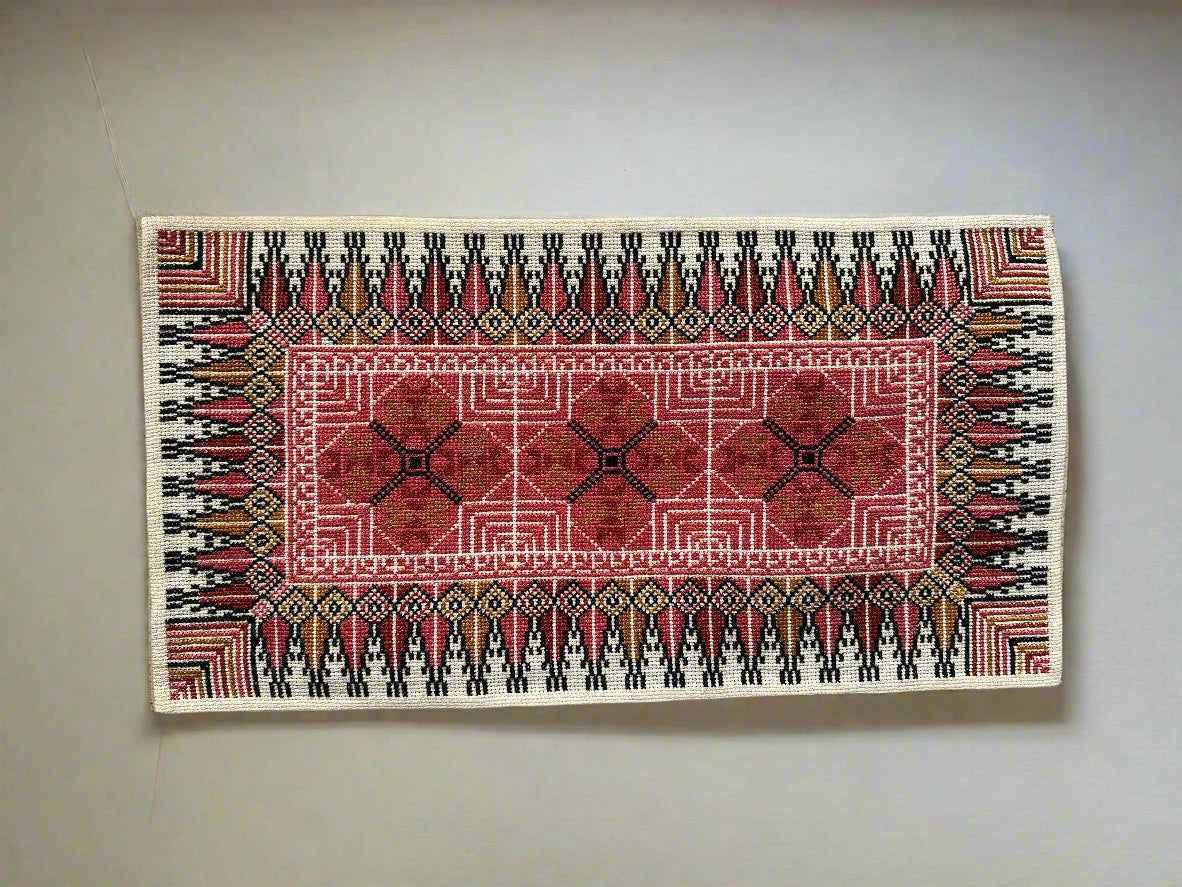 Hand Embroidered Runner - Pink - Hilweh Market