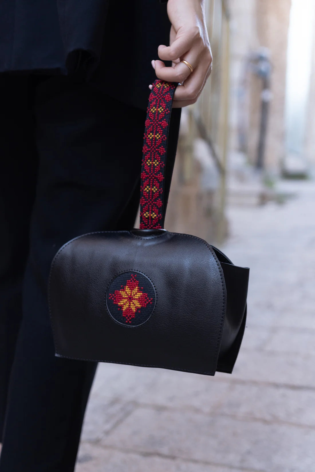 Hand Embroidered Leather Purse