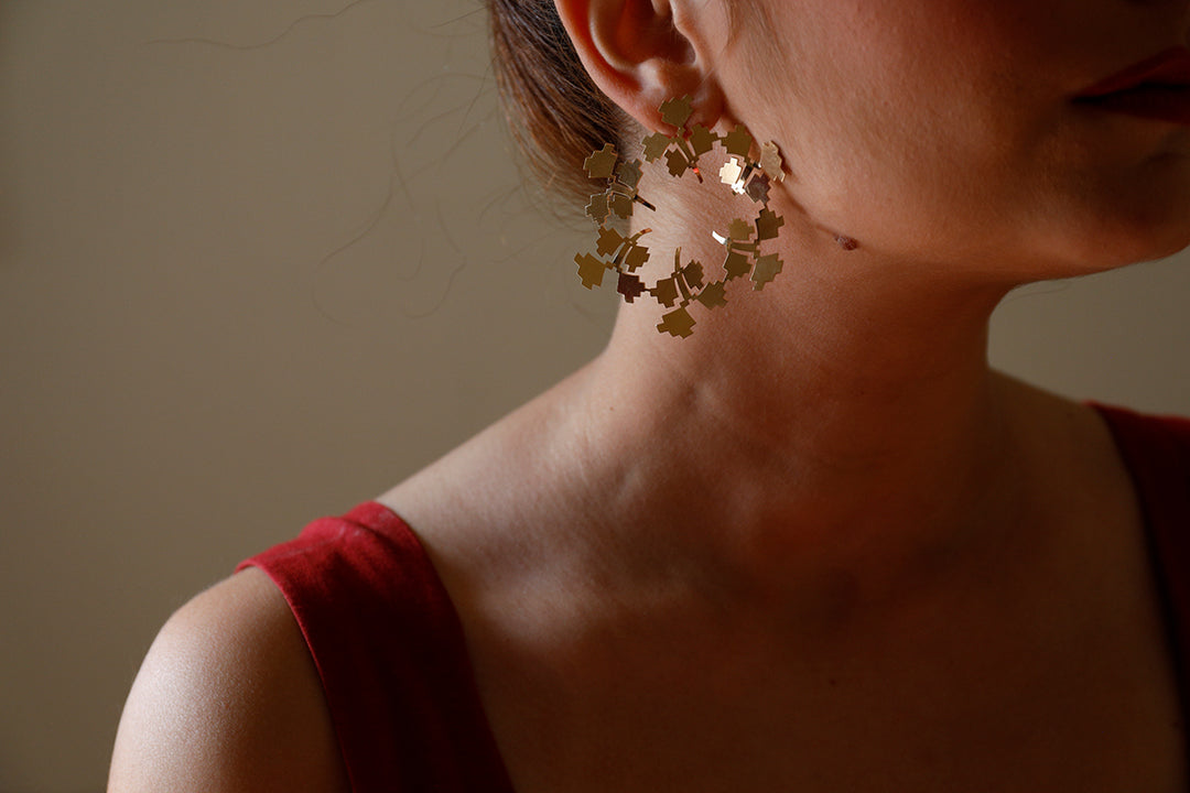 Gold Strawberry Pattern Earrings - Hilweh Market