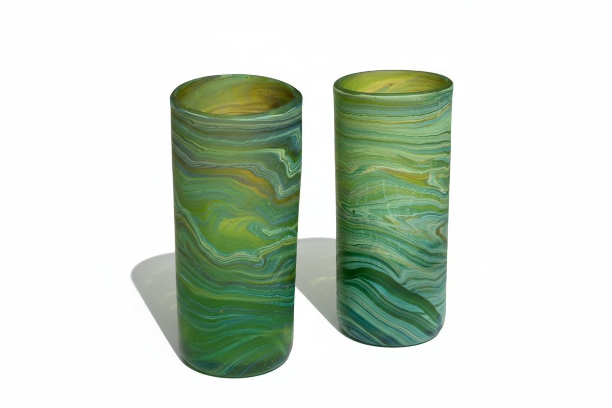 Handblown Hebron Phoenician Glass Tumblers - Green (Set of 2) - Hilweh Market