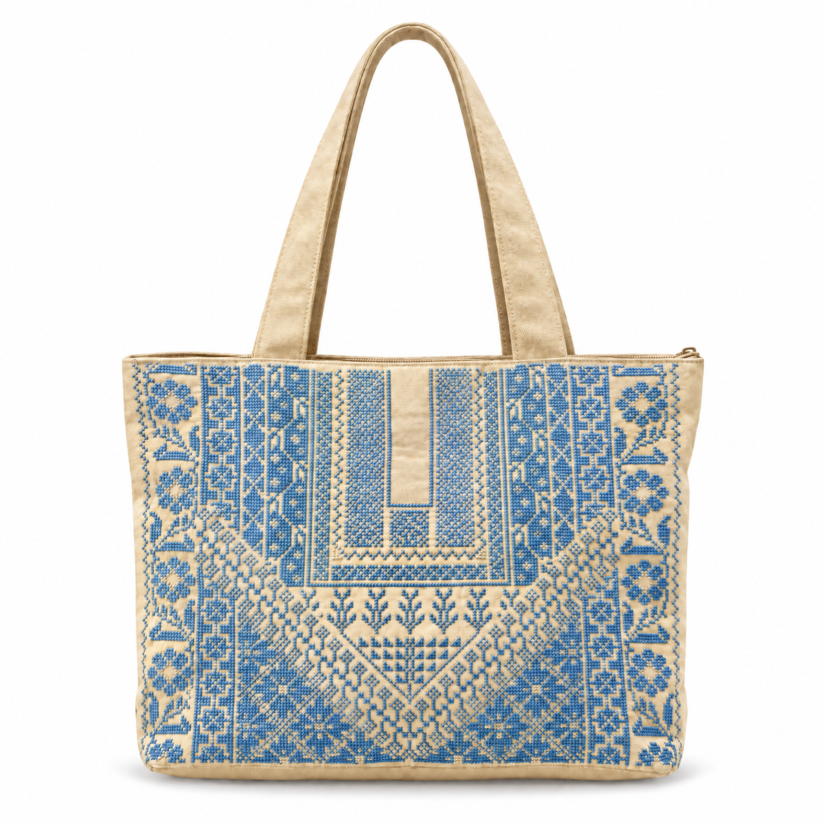 Hand Embroidered Handbag - Blue - Hilweh Market