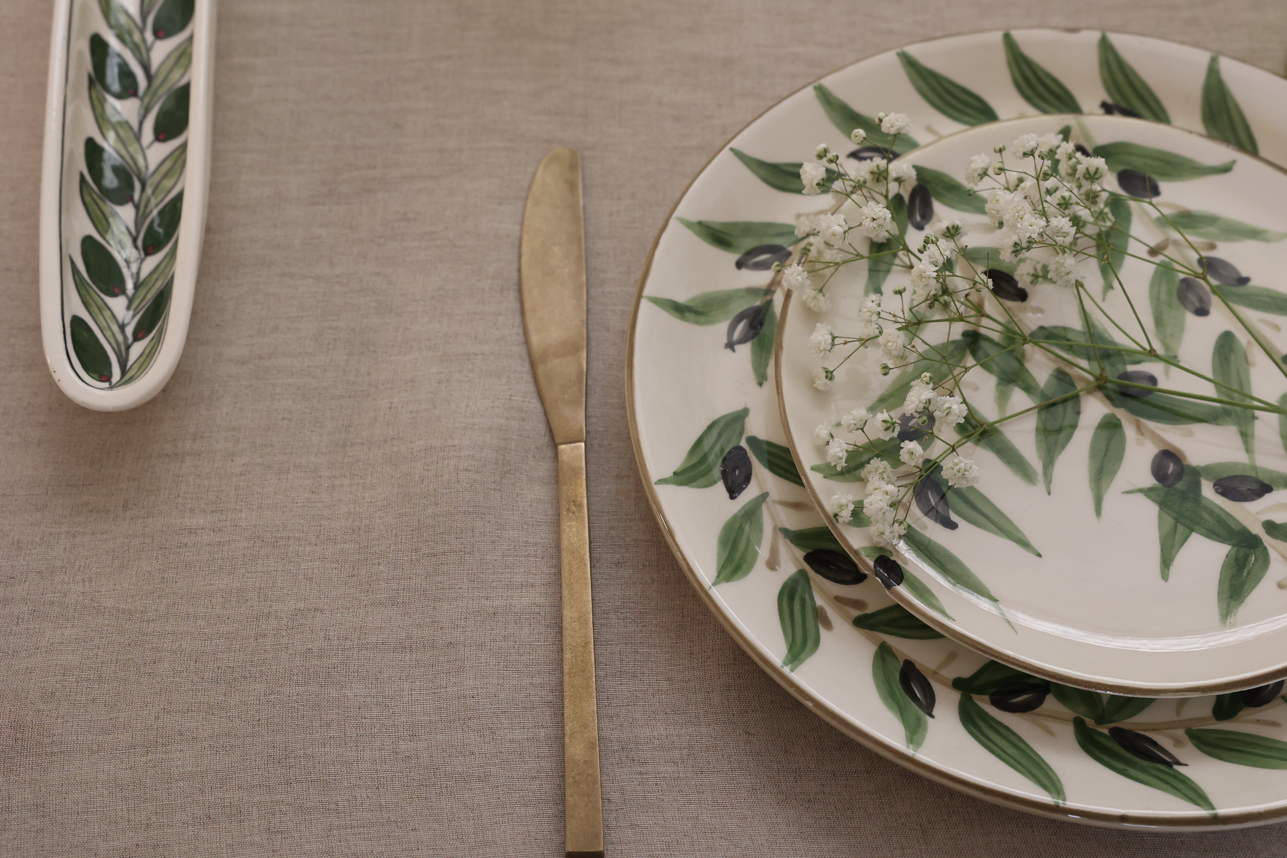 Olive Leaf Dinner Main Plates (more designs) - Nisf Jbeil - Hilweh Market