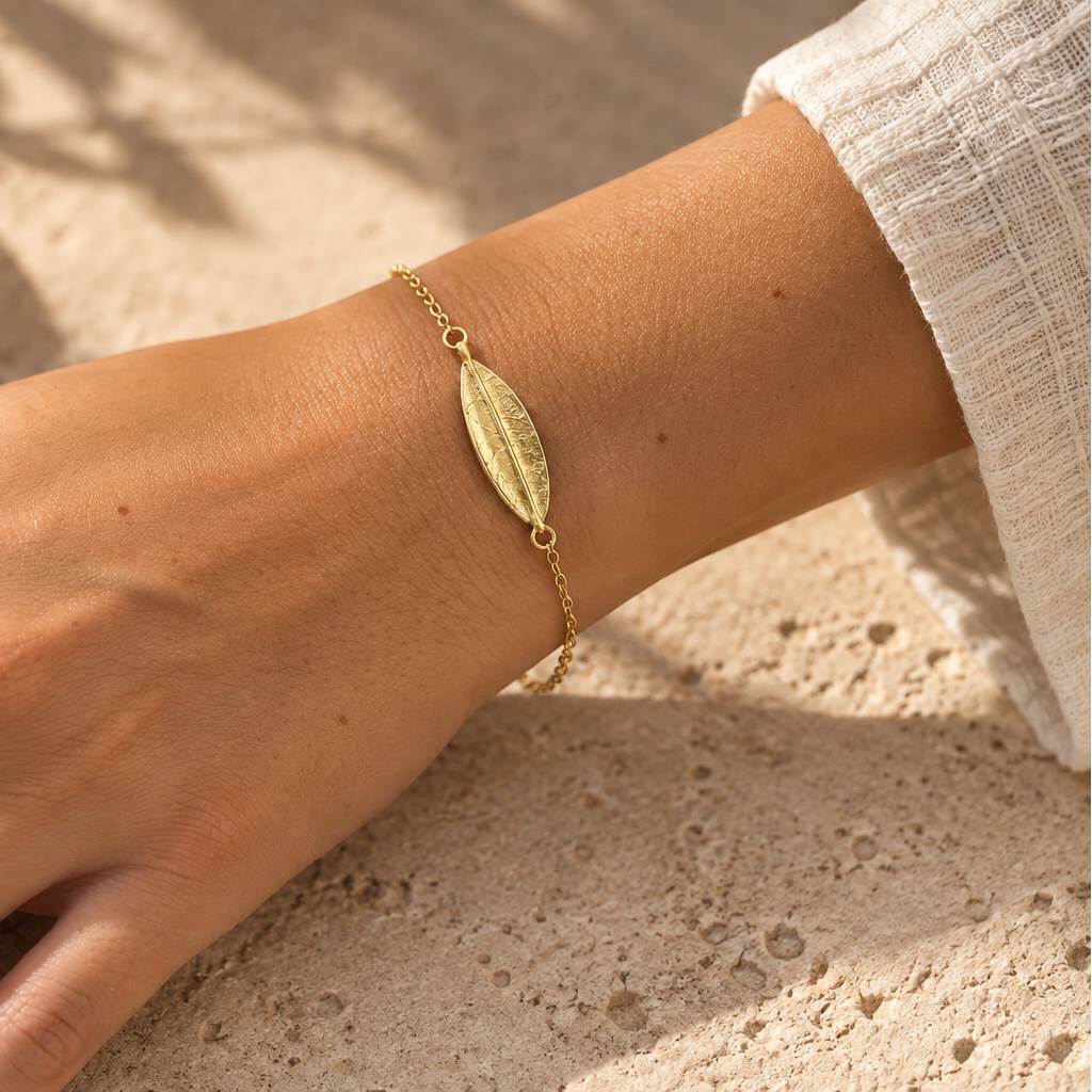 Gold Olive Leaf Bracelet - Hilweh Market