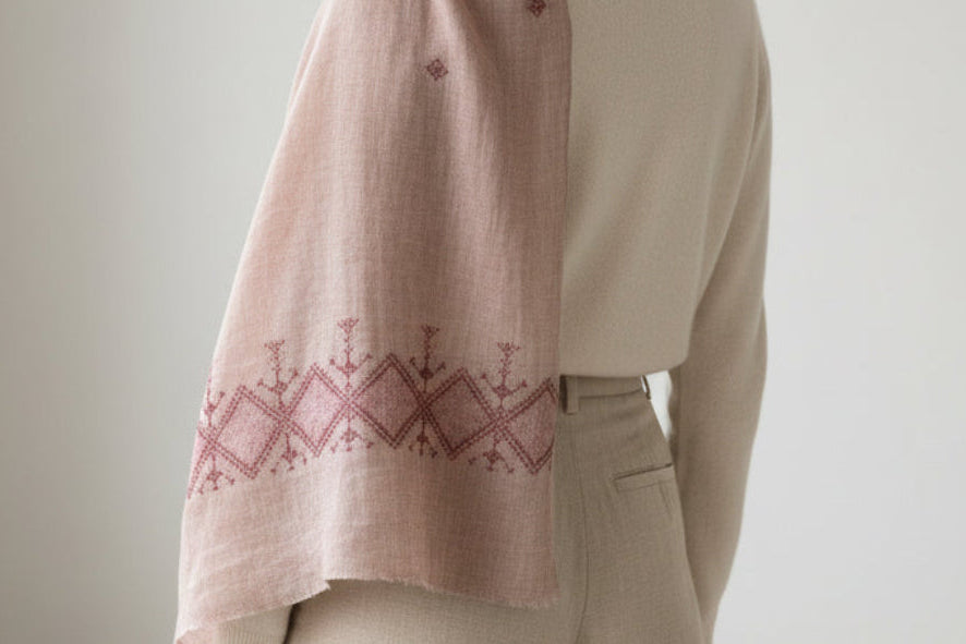 Hand Embroidered Scarf - Lavender - Hilweh Market