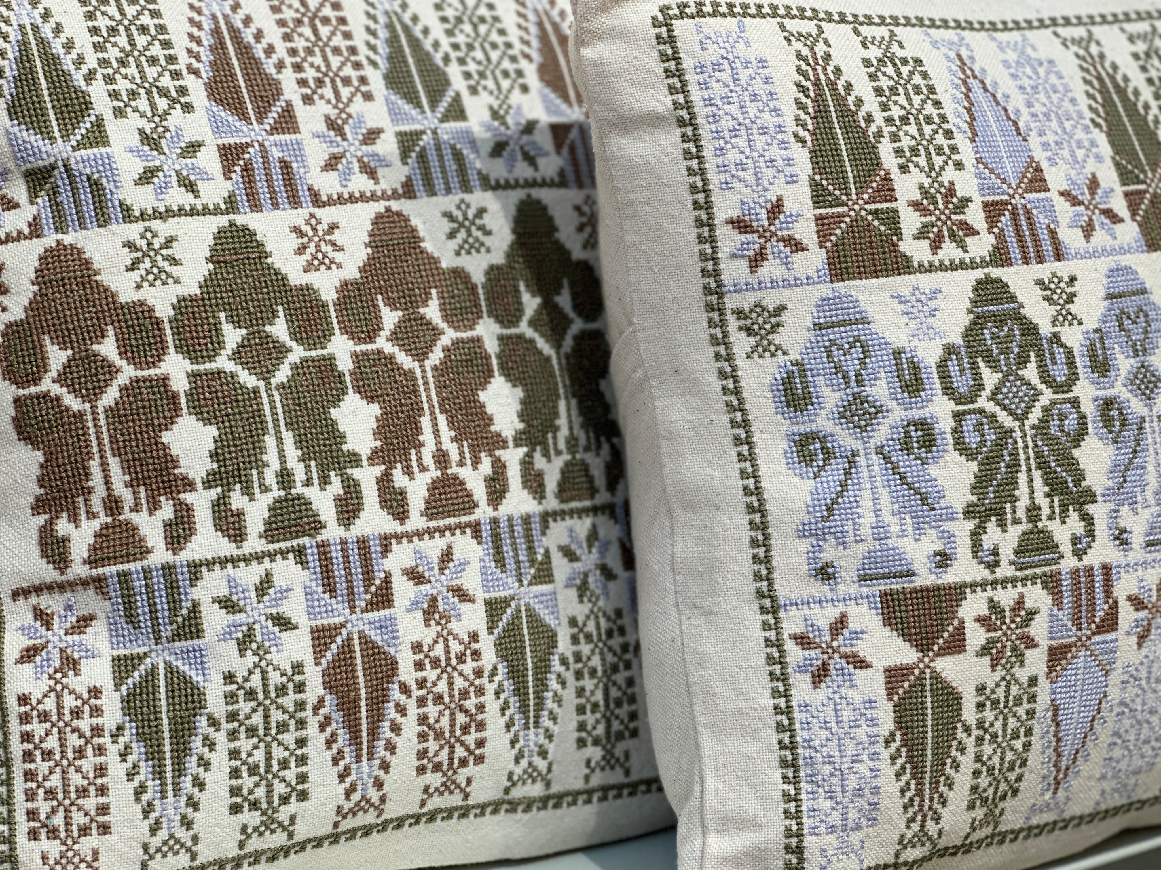 Hand Embroidered Bakarej Cushion Cover - Blue & Green - Hilweh Market