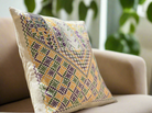 Palestinian Hand Embroidered Cushion Cover - Yellow & Purple - Hilweh Market