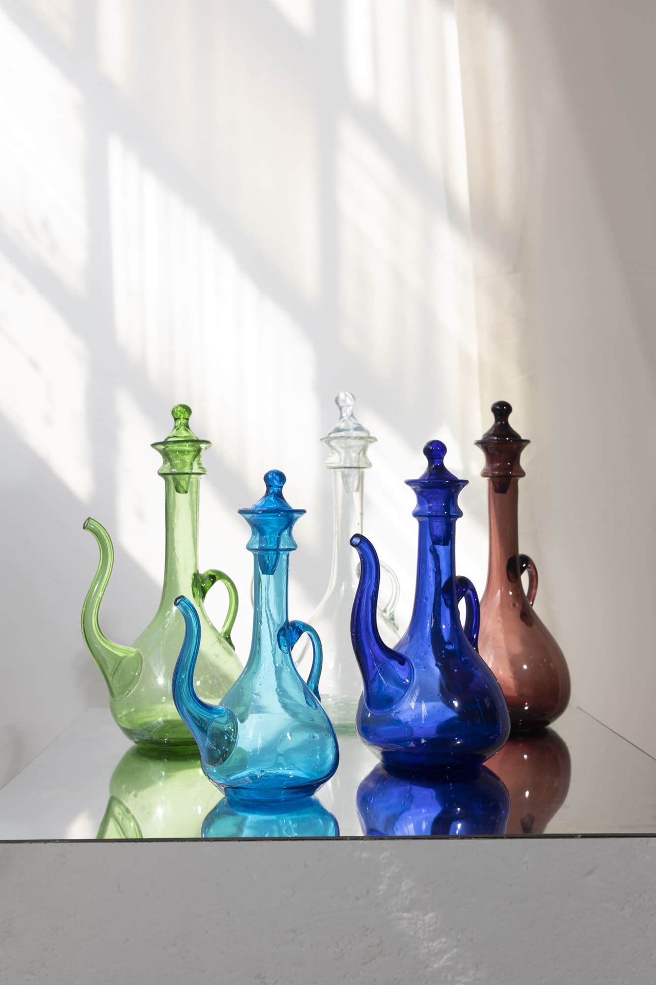 Handblown Hebron Glass Olive Oil Dispenser (more colors & sizes) - Hilweh Market