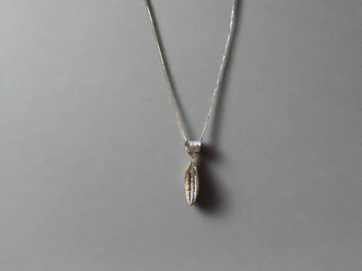 Two Olive Leaf Silver Necklace