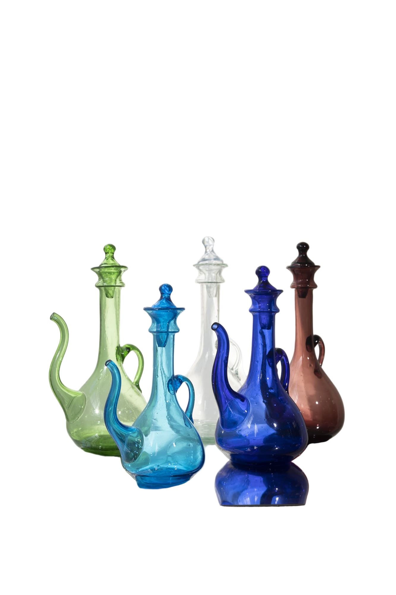 Handblown Hebron Glass Olive Oil Dispenser (more colors & sizes
