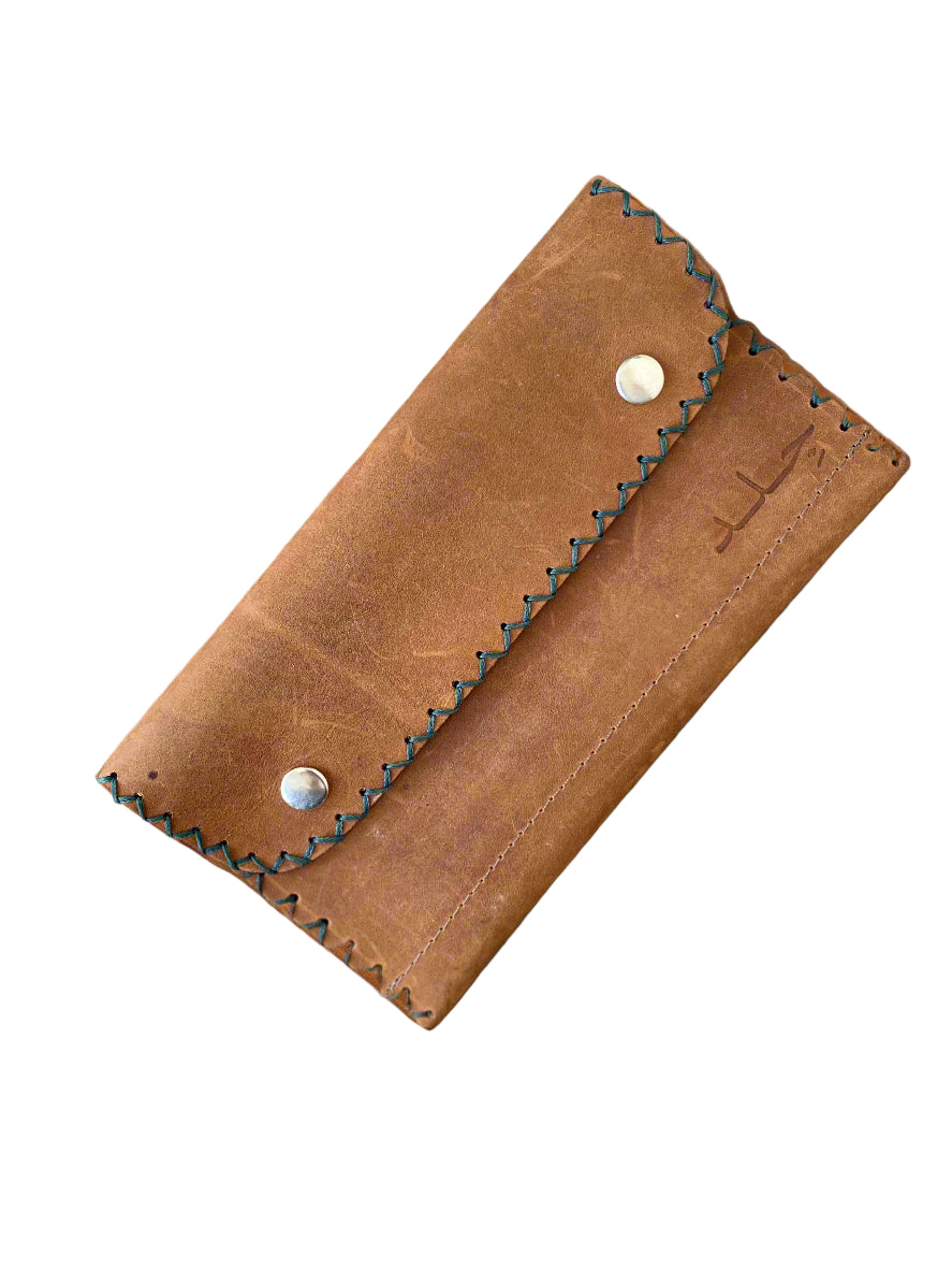 jelld-leather-two-snap-wallet-camel handmade in palestine