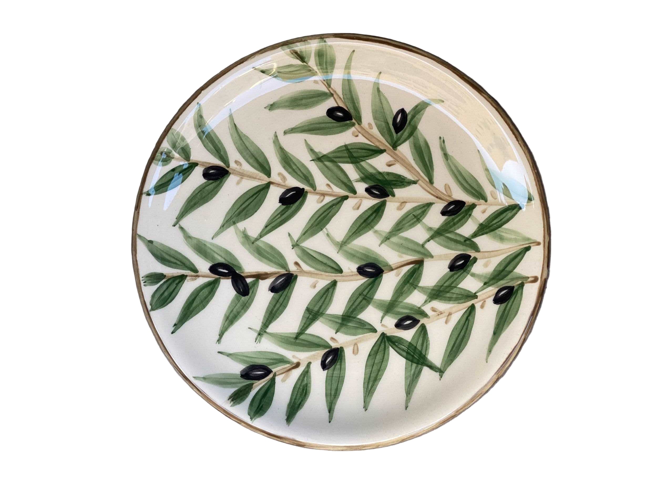 nisf-jbeil-dinner-plate-olive-green-leaves