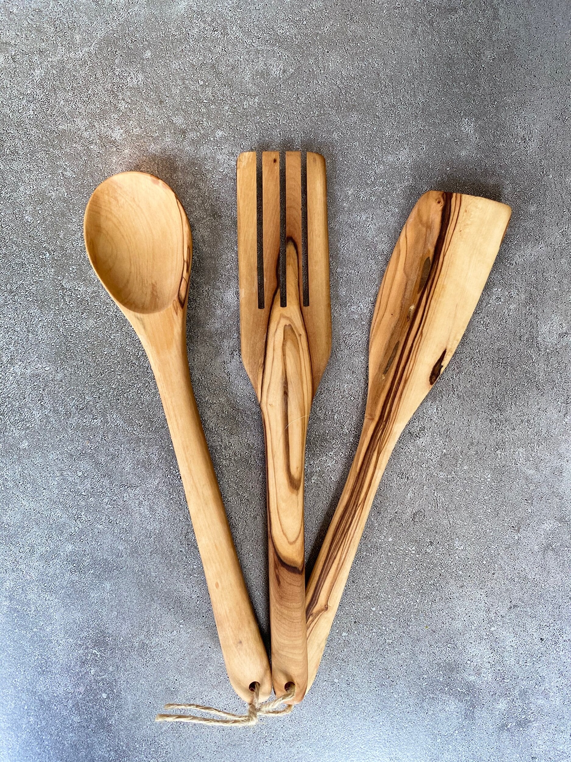 Olive Wood Salad Serving Set - Hilweh Market