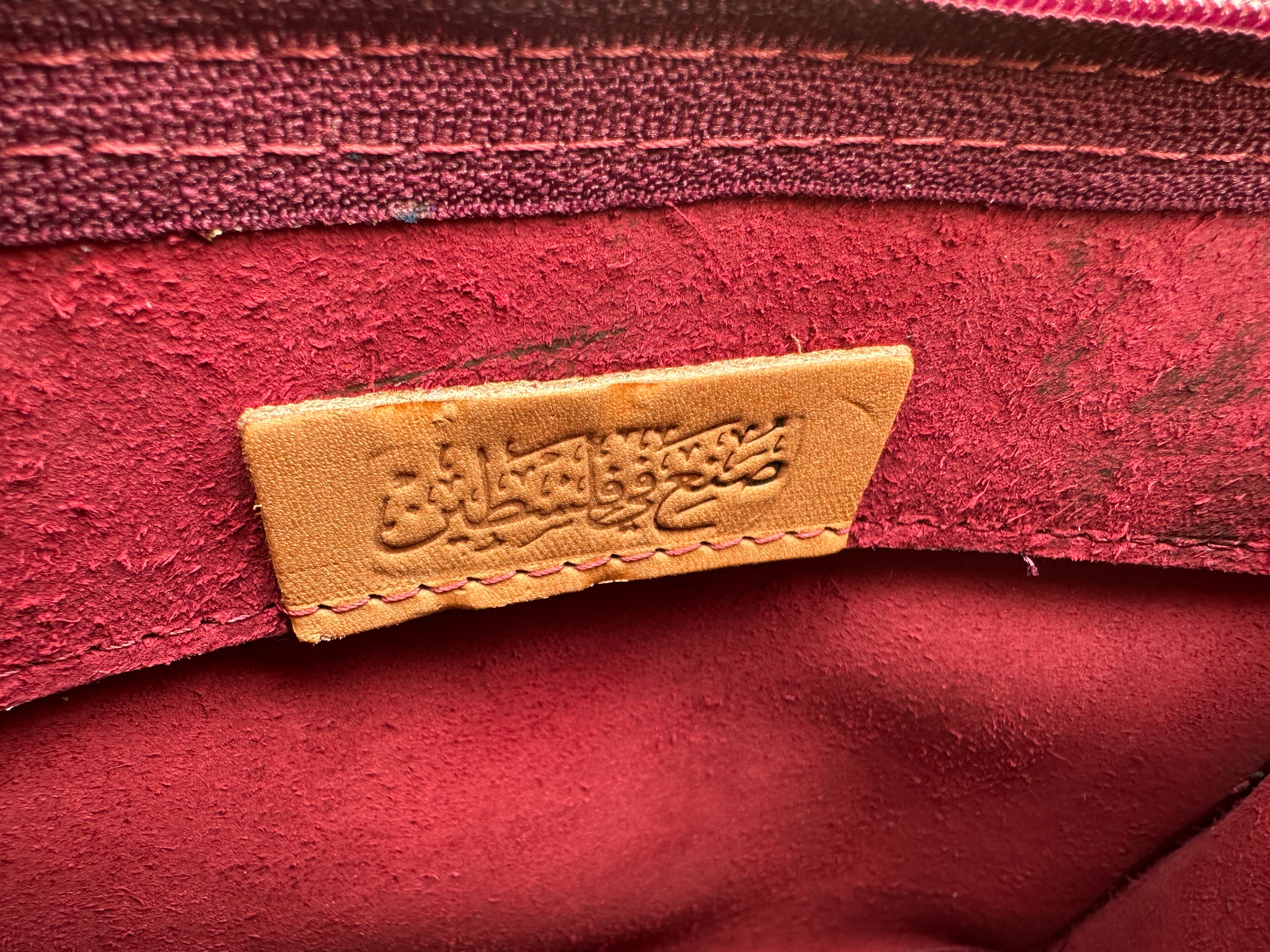Mini red leather embroidered handbag - Hilweh Market