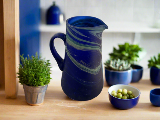 Handblown Hebron Phoenician Glass Pitchers - Cobalt Blue (more styles) - Hilweh Market