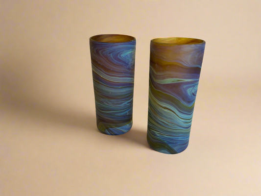 Handblown Hebron Phoenician Glass Tumblers - Amber (Set of 2)