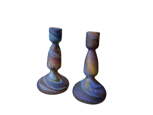 Handblown Hebron Phoenician Glass Candleholder - set of 2 (more colors)
