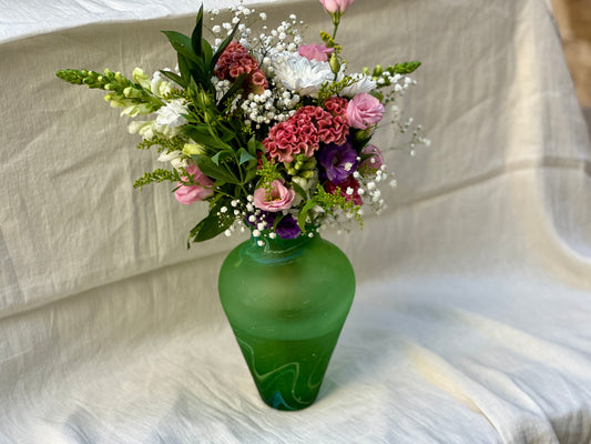 Handblown Phoenician Green Vase