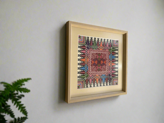 Framed Hand Embroidered Tatreez - multicolor