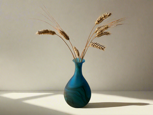 Handblown Blue Hebron Phoenician Glass Vase
