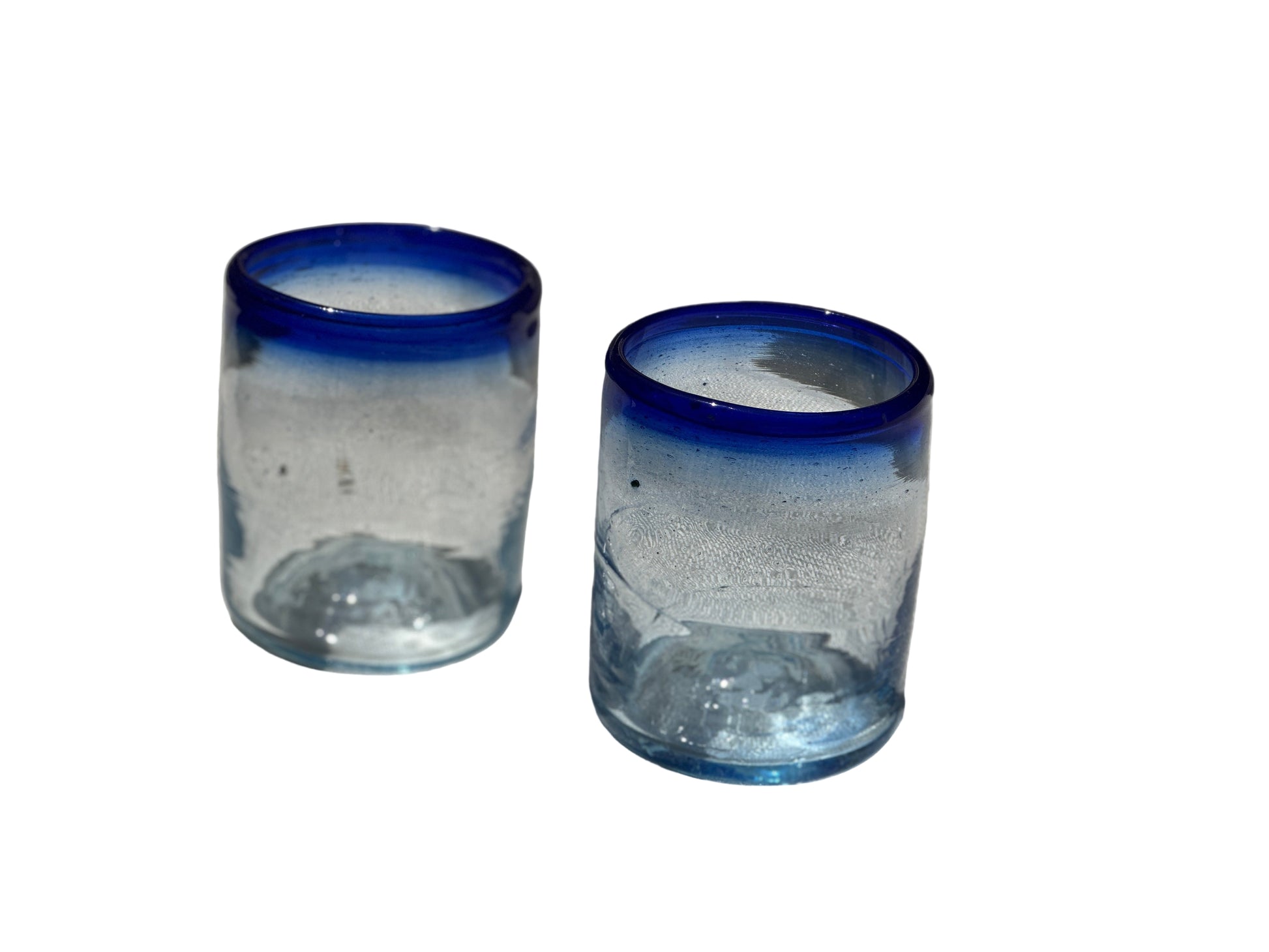 Handblown Hebron Glass Cups - Blue Rim (set of 2) - Hilweh Market