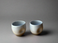 Ceramic Grey Cups with a White Glaze and Thumb Indent (set of 2)