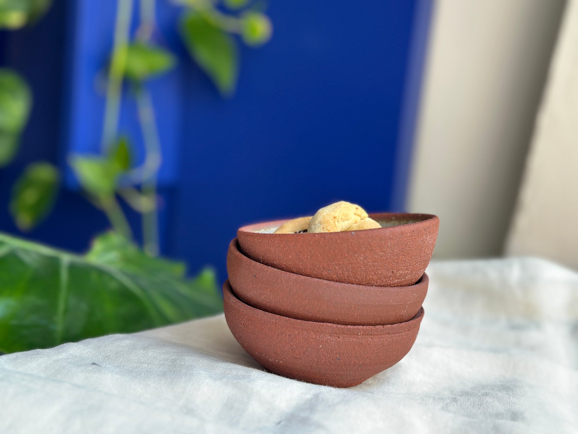 Stoneware Terra Cotta Ceramic Small Bowls (set of 3) - Hilweh Market