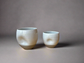 Ceramic Grey Cups with a White Glaze and Thumb Indent (set of 2)