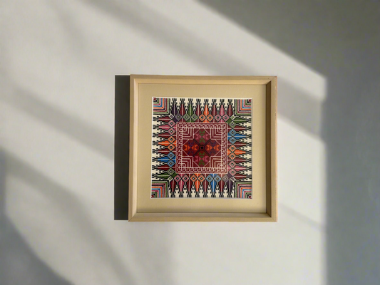 Framed Hand Embroidered Tatreez - multicolor