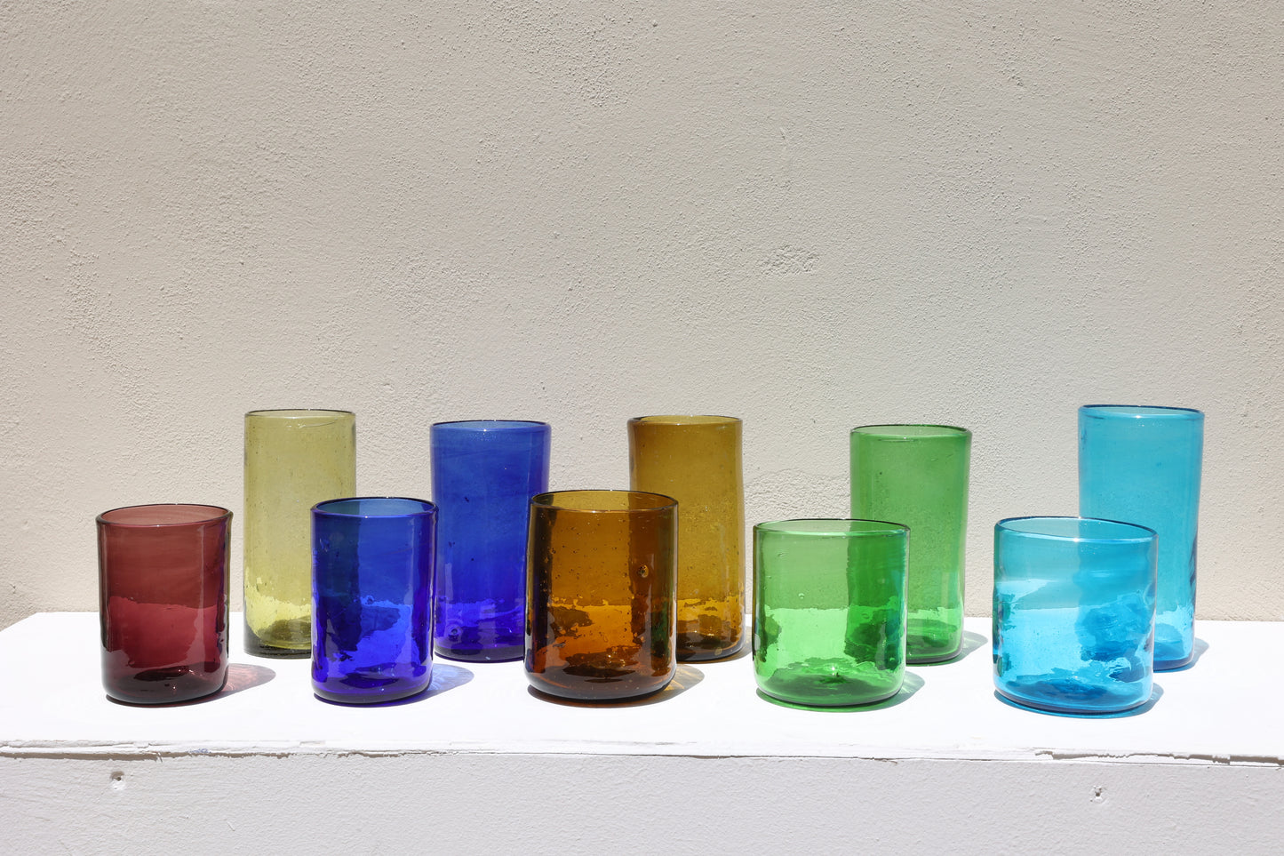 Handblown Hebron Tumbler Glass Cups - Amber  (set of 2)
