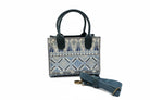 Mini blue leather embroidered handbag - Hilweh Market